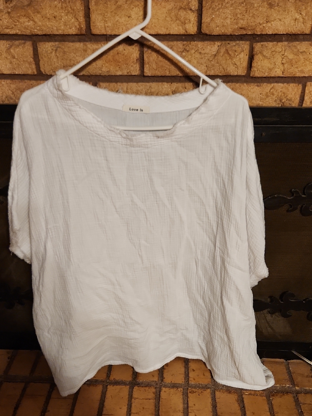 Love In White Gauze Short Sleeve Tunic Top